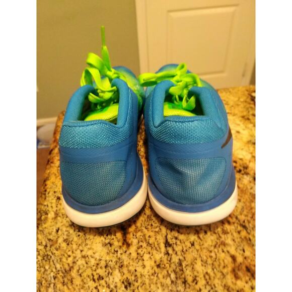 Nike Men’s 10 US Flex Run 2016 Green & Blue Neon Running Shoes Lace Up 44 EU - Picture 12 of 12